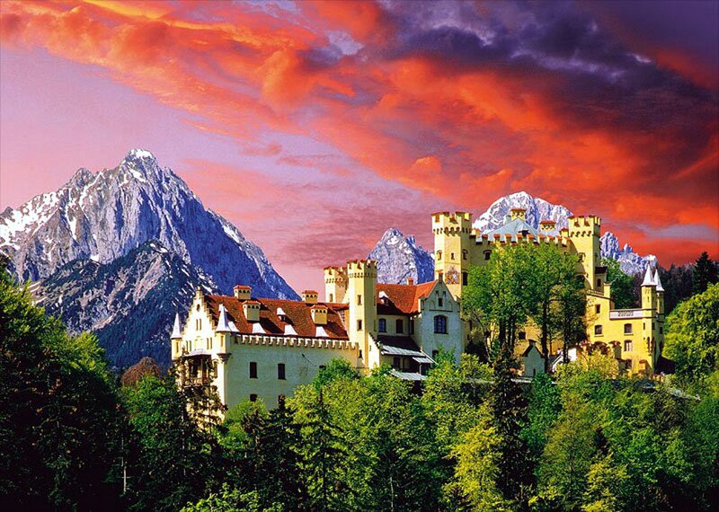 Neuschwanstein Castle — Red, Dramatic