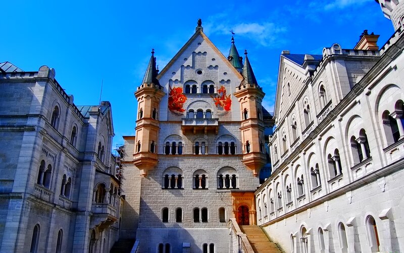 Neuschwanstein Castle — White, Dramatic, Afternoon