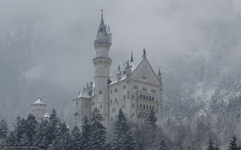 Neuschwanstein Castle — White, Misty, Winter