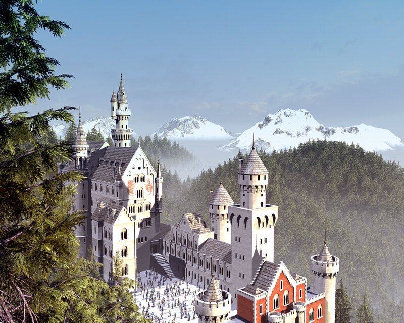 Neuschwanstein Castle — White, Serene, Afternoon, 3d Render