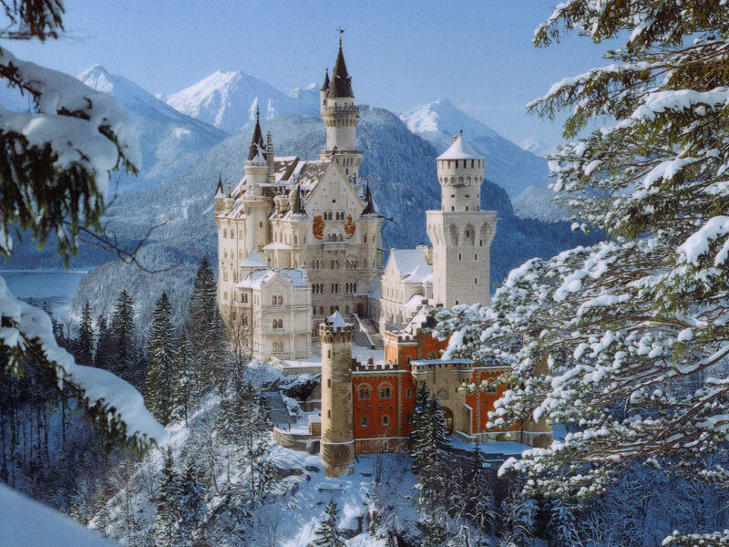 Neuschwanstein Castle — White, Serene, Winter, Photograph