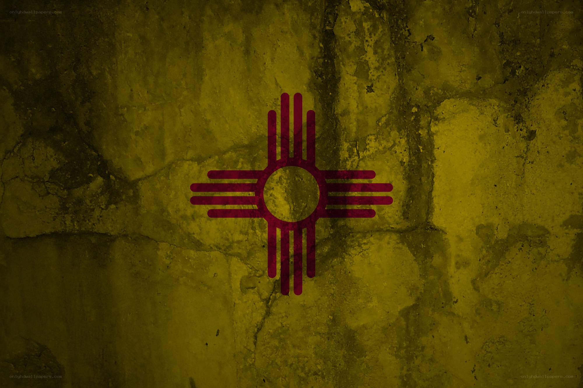 New Mexico state flag on textured wall