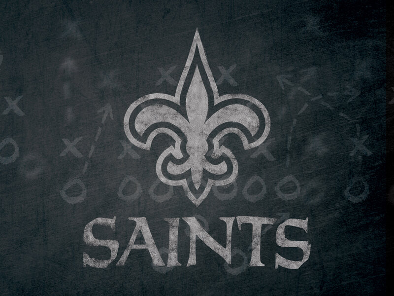 New Orleans Saints logo on chalkboard