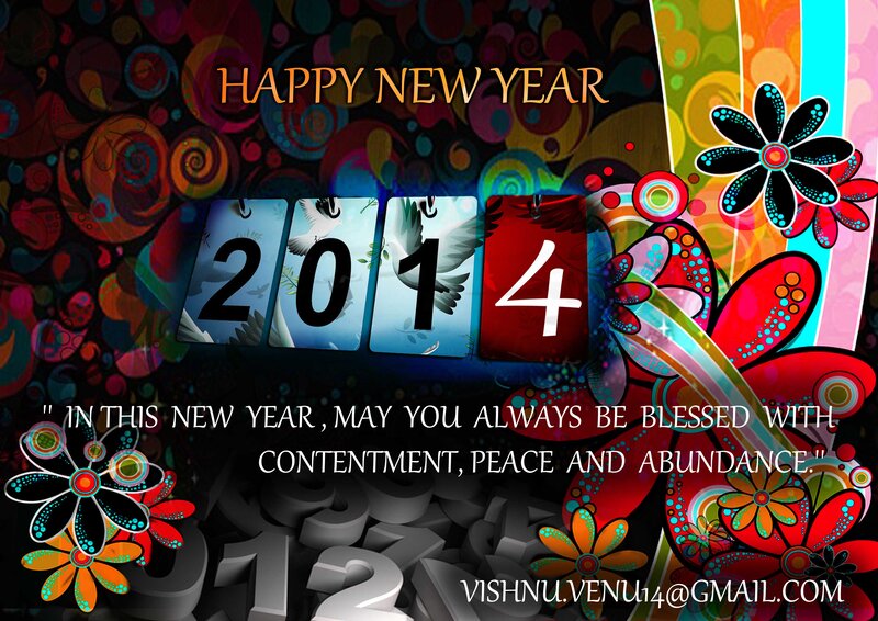 New Year Greeting Card — Black, Festive