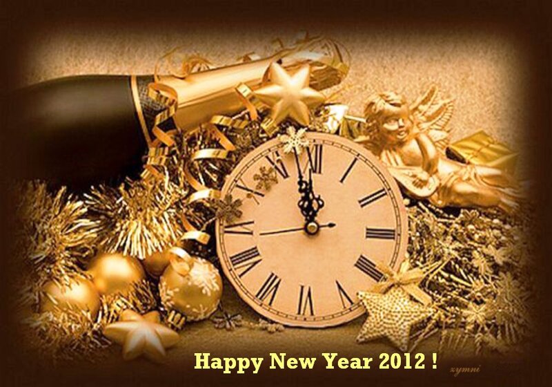 New Year's Clock and Decorations