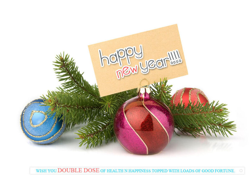 New Year's greeting with ornaments