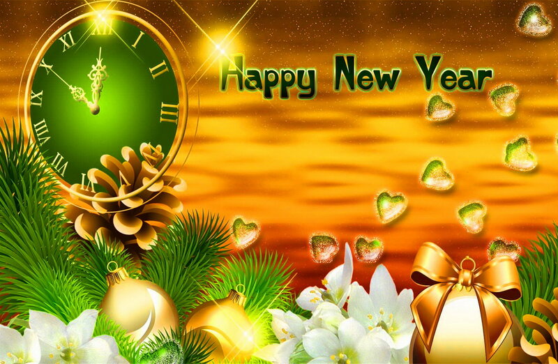 New Year's Holiday Scene — Green