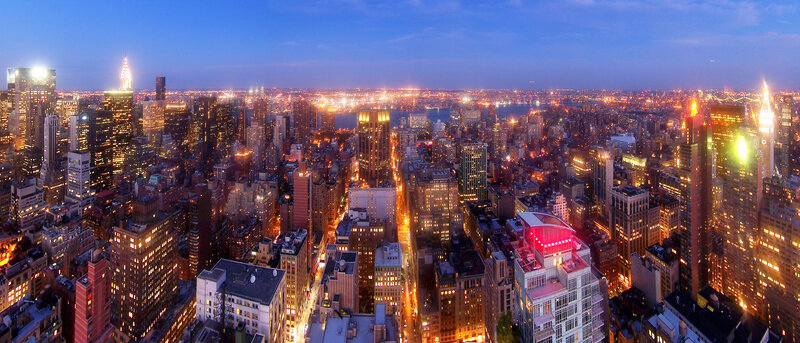 New York City skyline at dusk