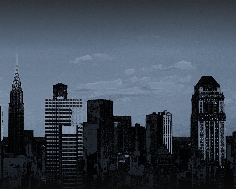New York City skyline at dusk