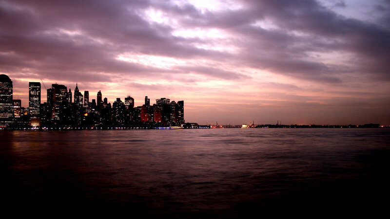 New York City skyline at dusk