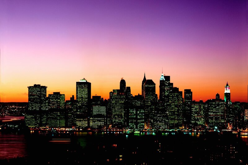 New York City skyline at dusk