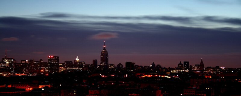 New York City skyline at dusk