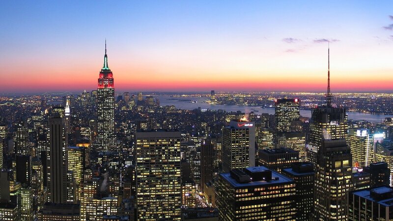 New York City skyline at dusk