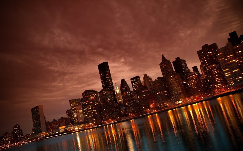 New York City skyline at dusk