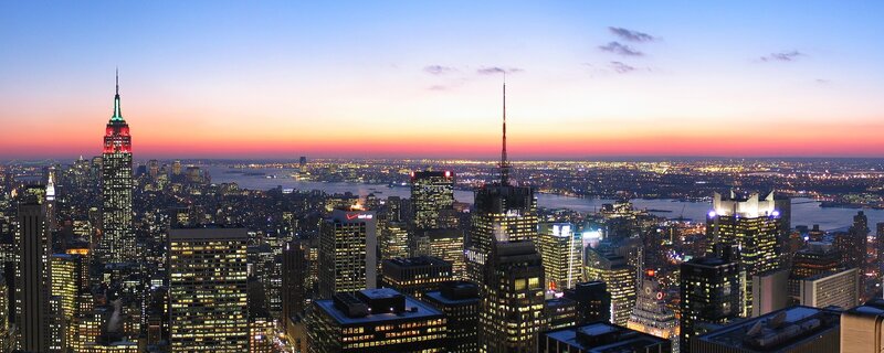 New York City skyline at dusk