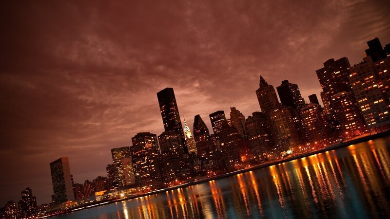New York City skyline at dusk
