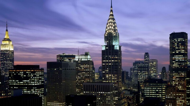 New York City skyline at dusk