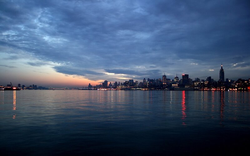 New York City skyline at dusk
