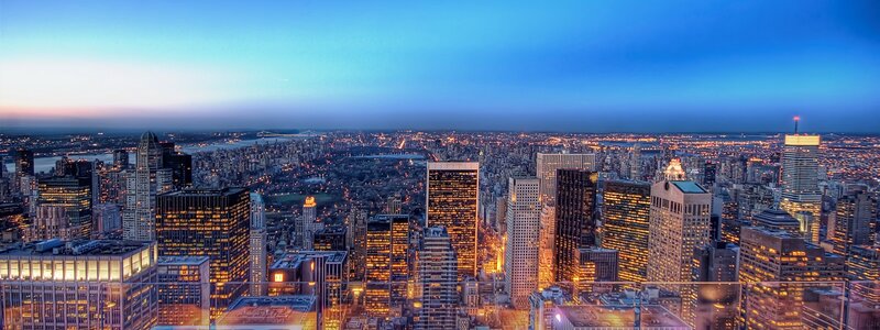 New York City skyline at dusk