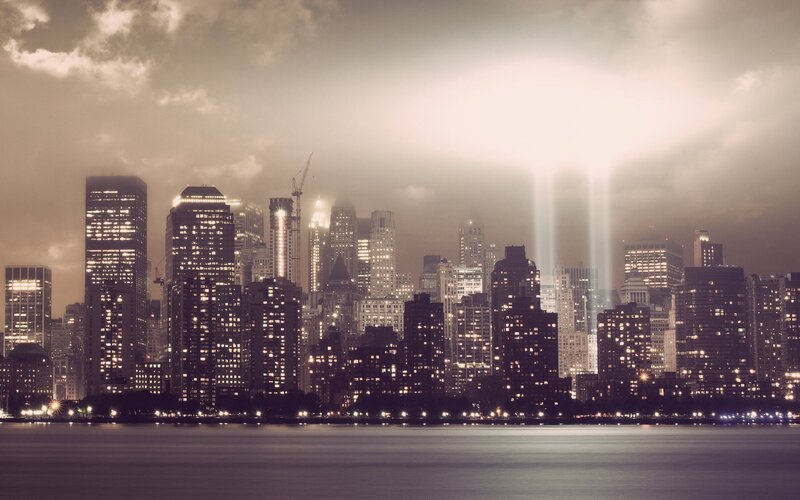 New York City skyline at dusk