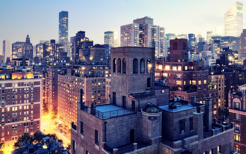 New York City skyline at dusk
