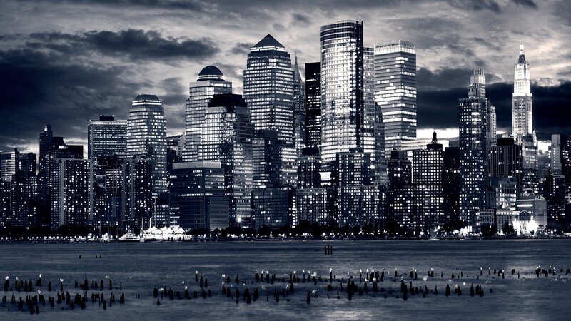 New York City skyline at dusk
