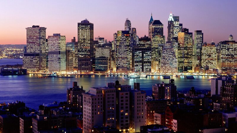 New York City skyline at dusk