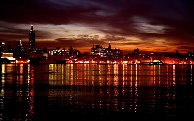 New York City skyline at dusk