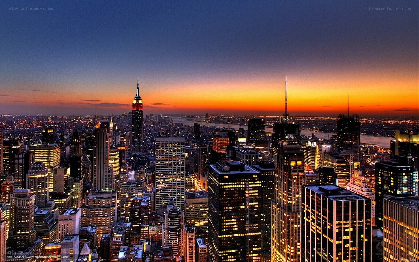 New York City skyline at dusk