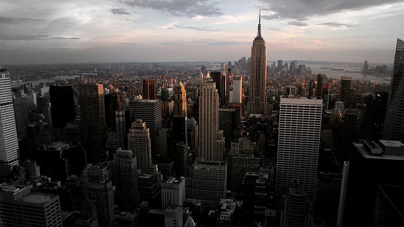 New York City skyline at dusk