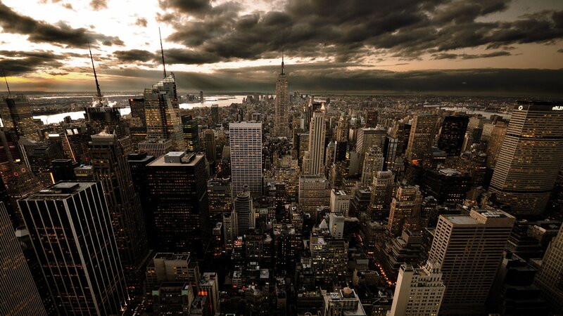 New York City skyline at dusk
