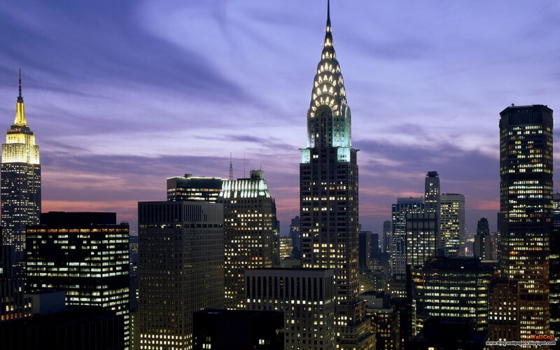 New York City skyline at dusk