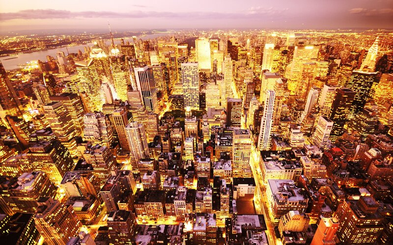 New York City skyline at dusk