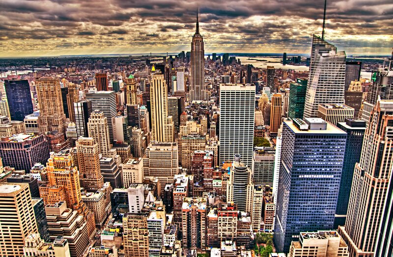 New York City skyline at dusk