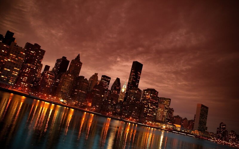 New York City skyline at dusk