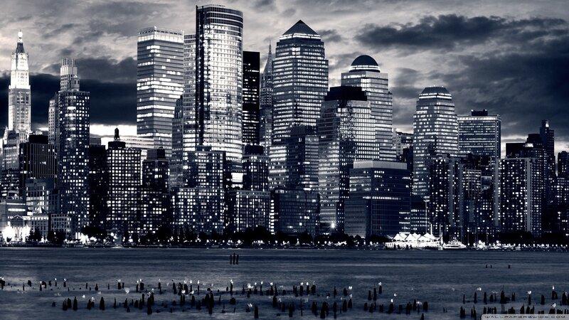 New York City skyline at dusk