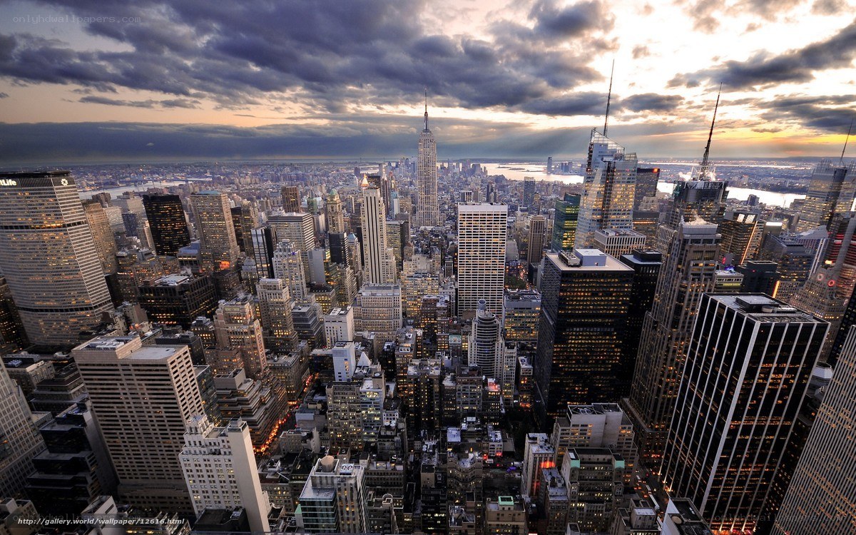 New York City skyline at dusk