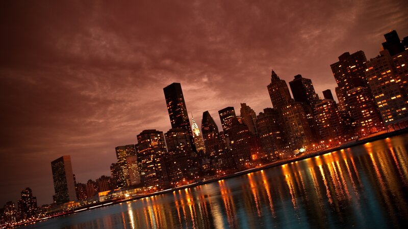 New York City skyline at dusk
