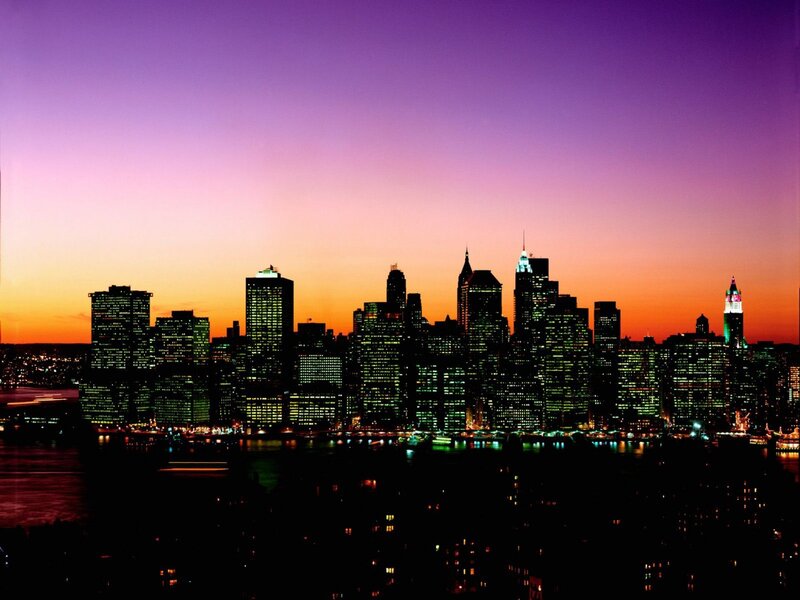 New York City skyline at dusk