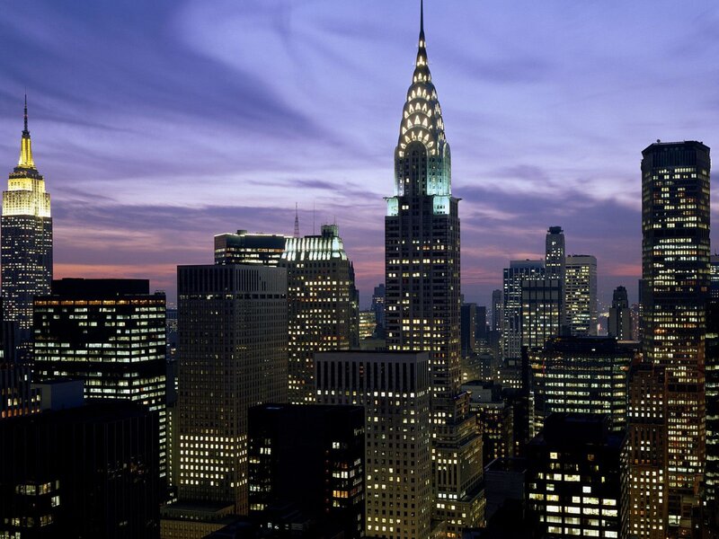 New York City skyline at dusk