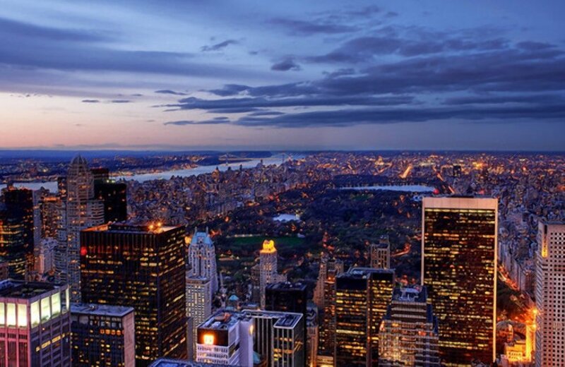 New York City skyline at dusk
