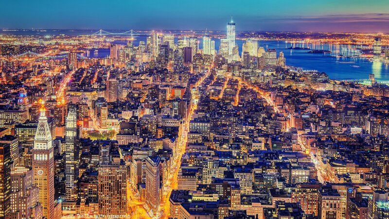 New York City skyline at dusk