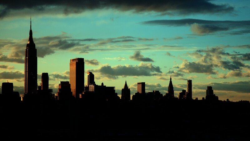 New York City skyline at dusk