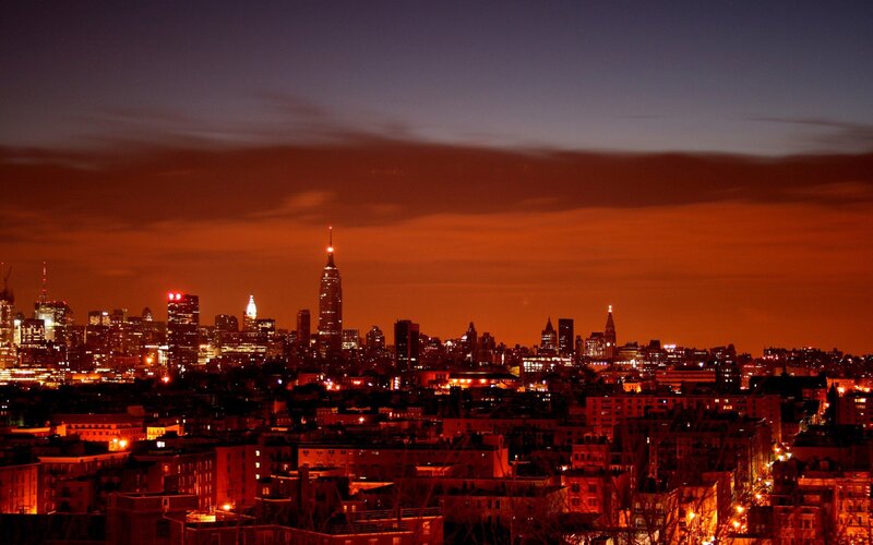 New York City skyline at dusk