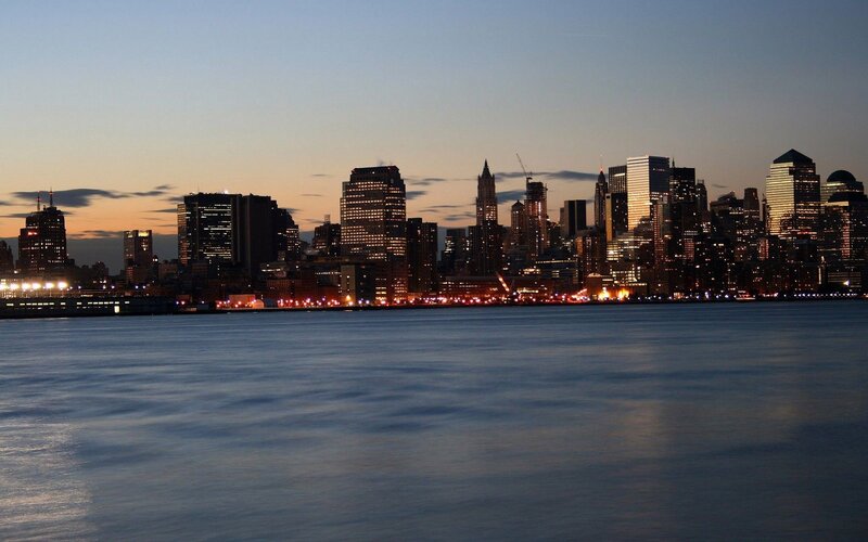 New York City skyline at dusk
