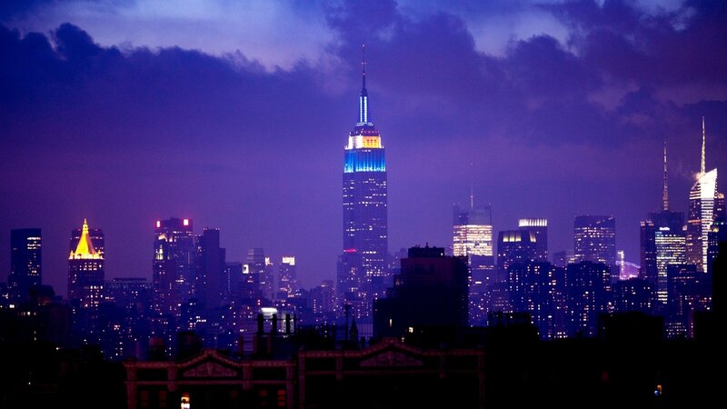 New York City skyline at dusk