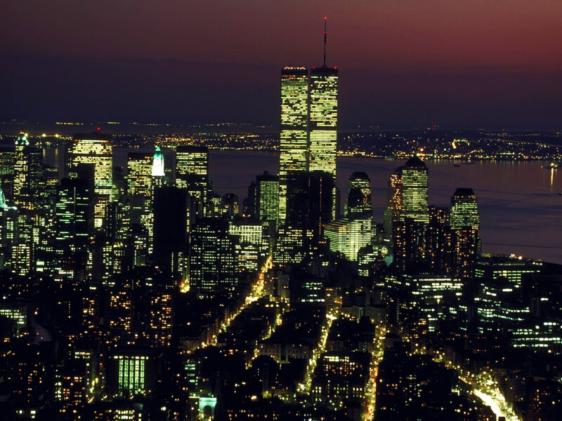 New York City skyline at dusk