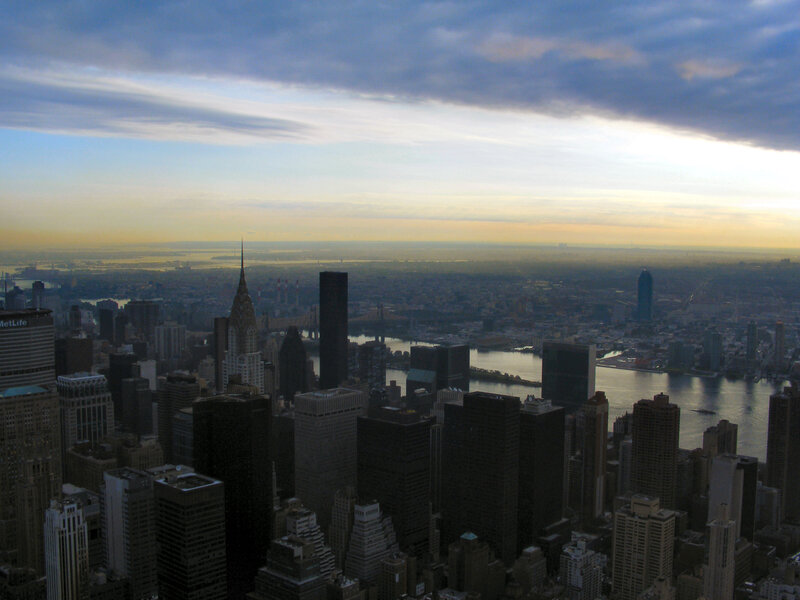 New York City skyline at dusk