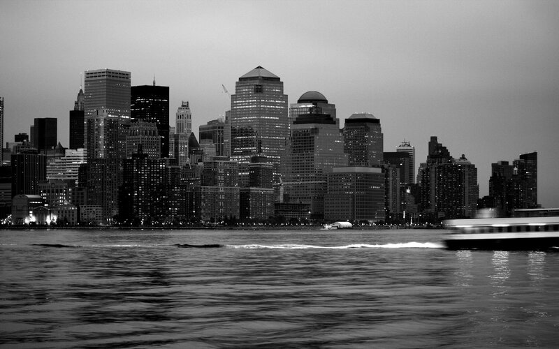 New York City skyline at dusk