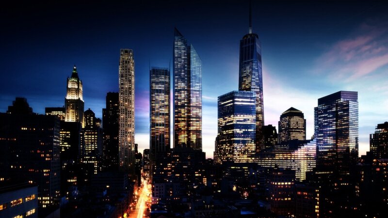 New York City skyline at dusk
